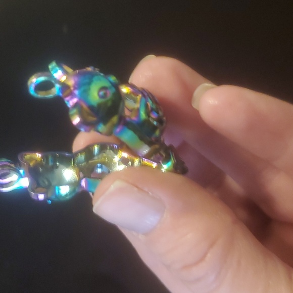 New Carved Rainbow Hematite Bear Open Pendant. - Picture 12 of 12